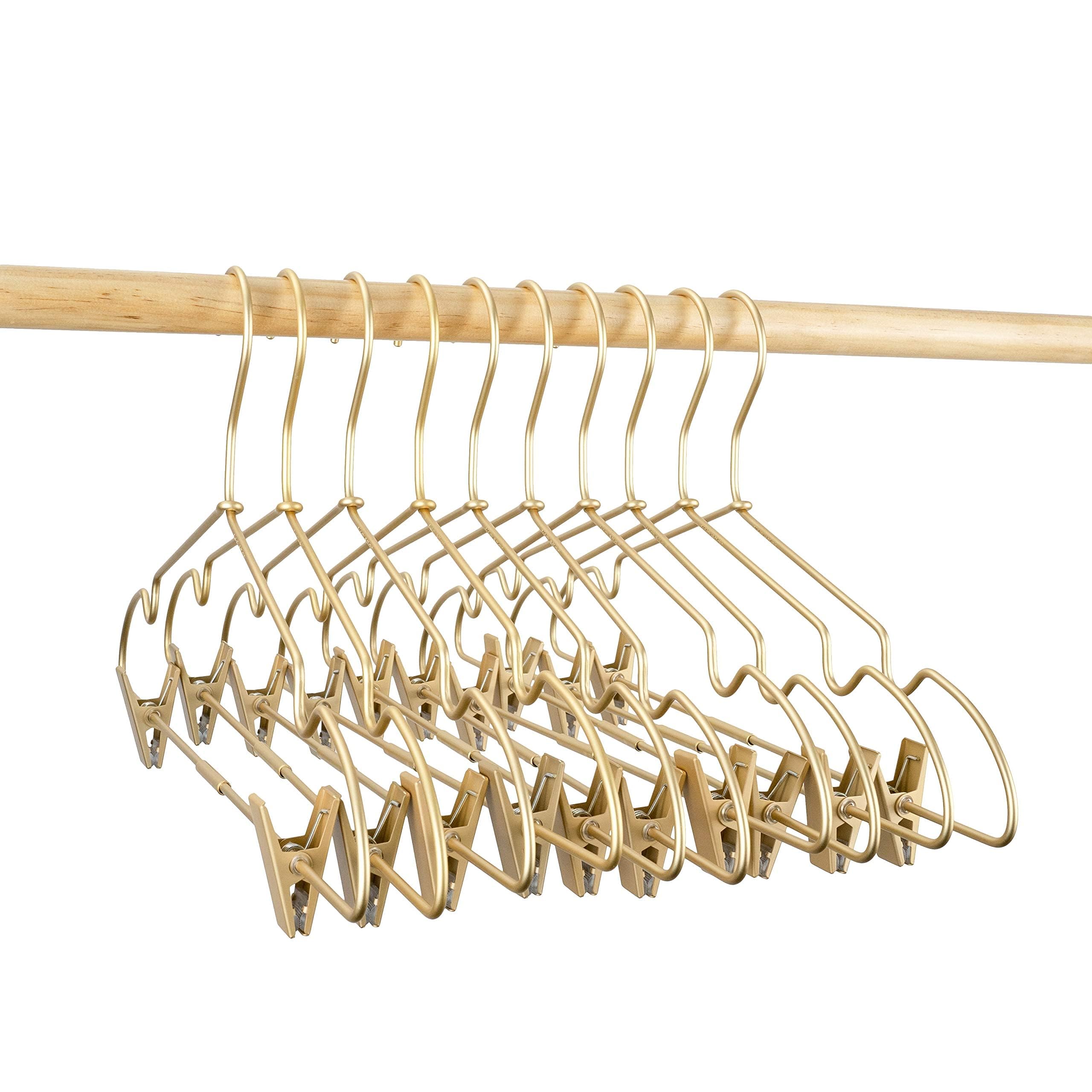 Koobay kid-friendly gold metal hanger suitable for children's clothing.