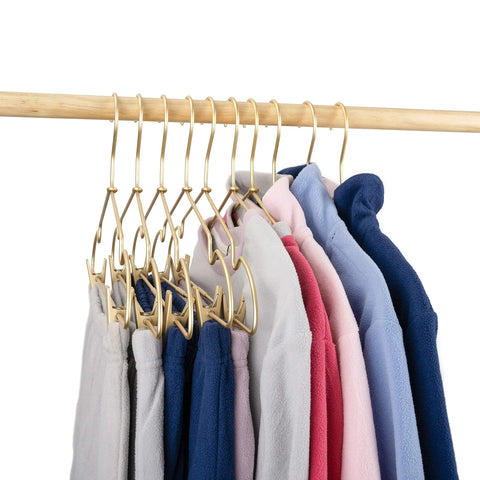 Koobay gold metal pants hanger with vinyl-coated bar prevents slipping on pants.