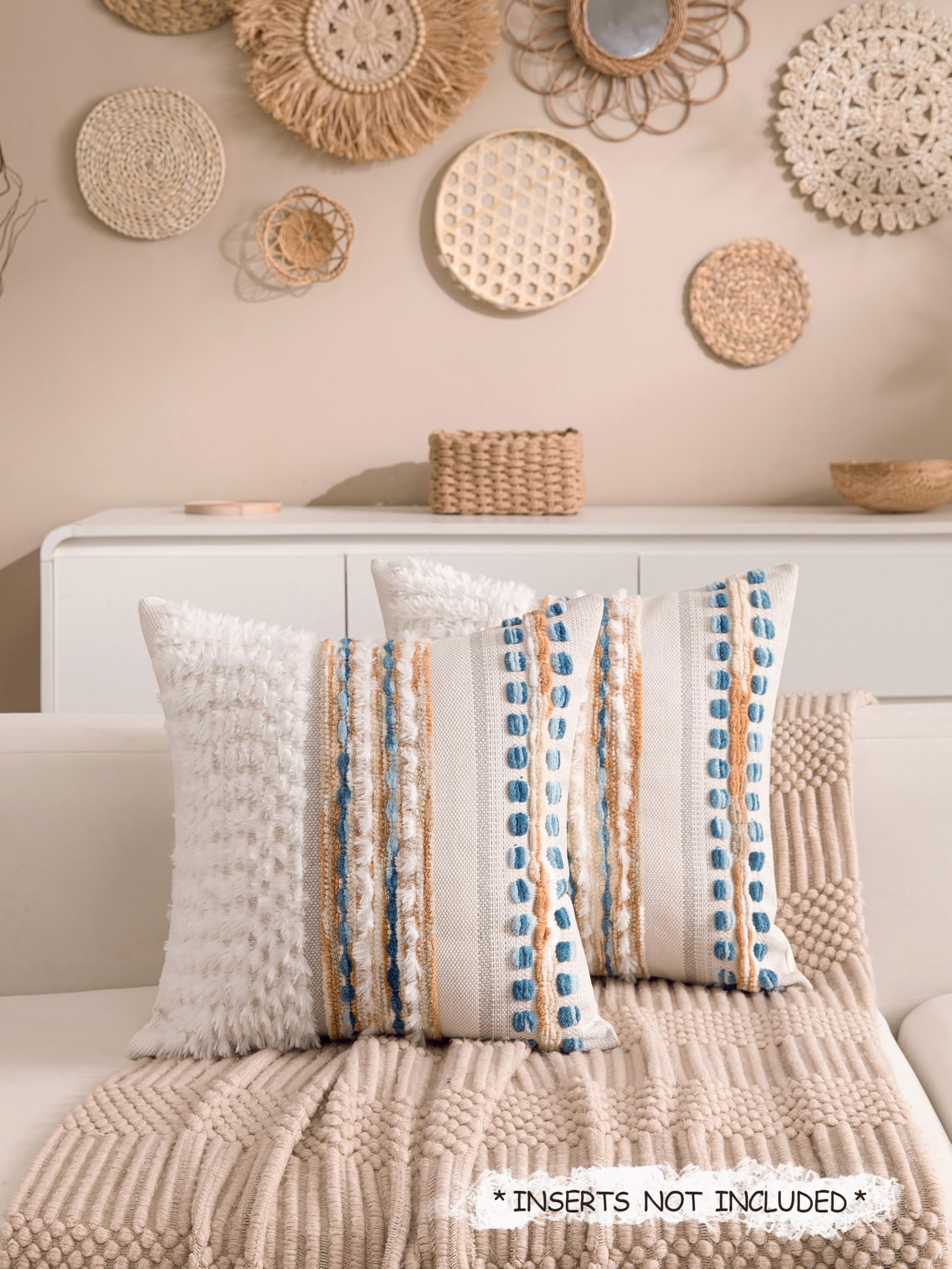 KOOLIFE tufted chenille cushion cover, 18x18, adds dimension to sofas and chairs.
