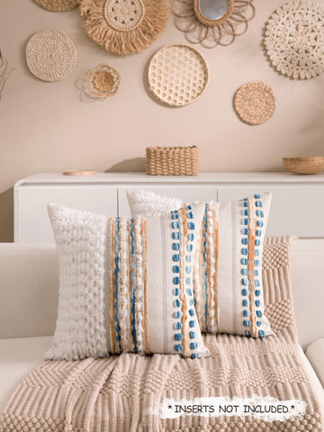 KOOLIFE tufted chenille cushion cover, 18x18, adds dimension to sofas and chairs.