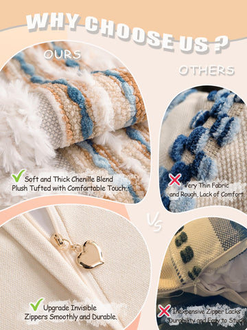 KOOLIFE 18x18 cover in caramel blue tones suits modern farmhouse decor.