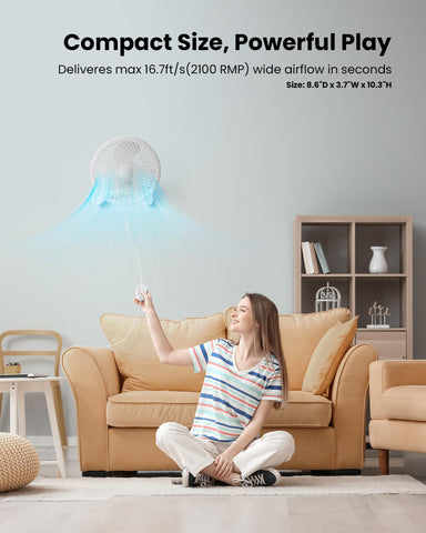 Koonie wall fan remote control with 8.2-foot cord for easy use.