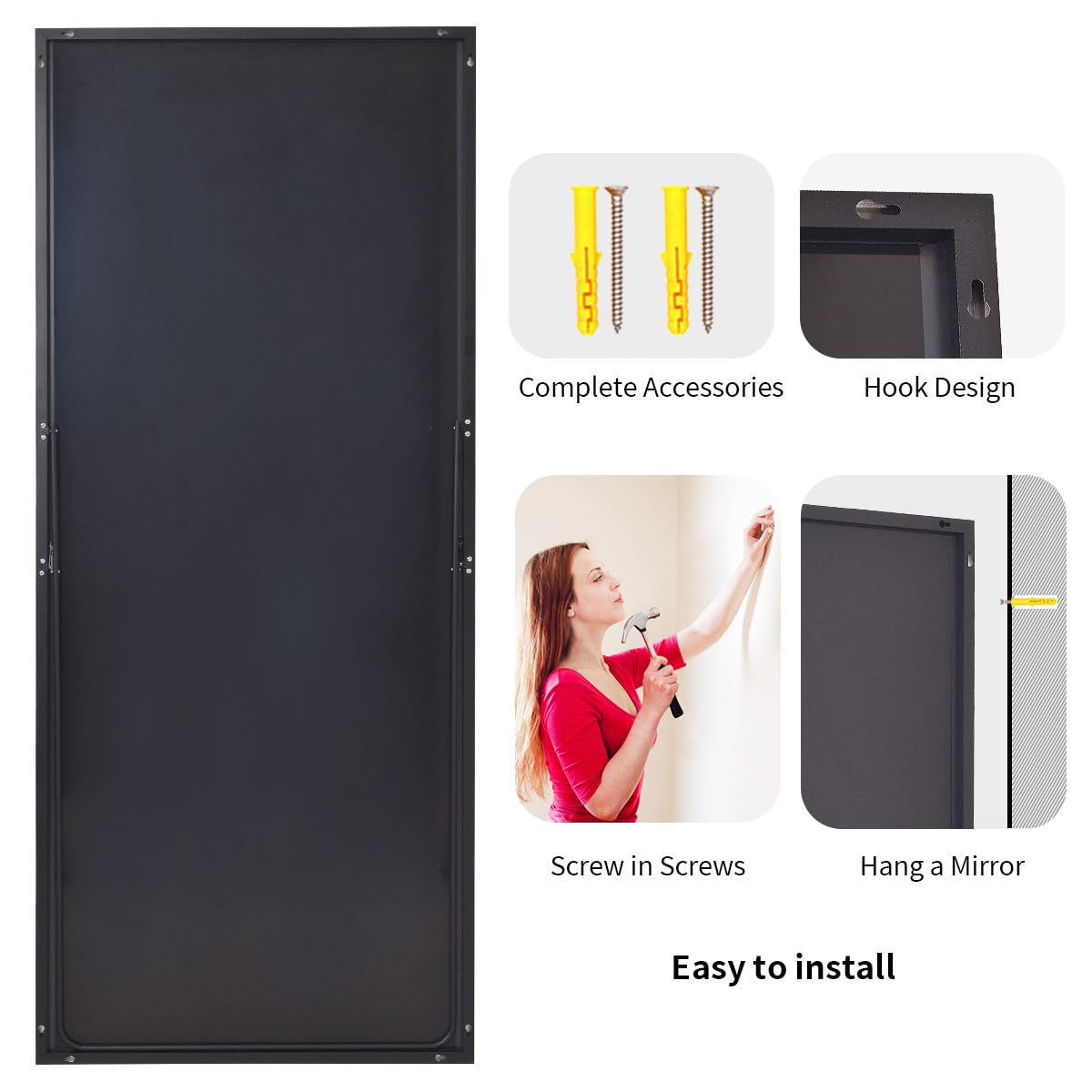 Koonmi aluminum frame mirror stays light, rust-proof, and moisture-resistant.