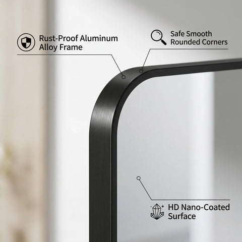 Koonmi anti-rust aluminum frame ensures durable mounting in humid bathrooms.