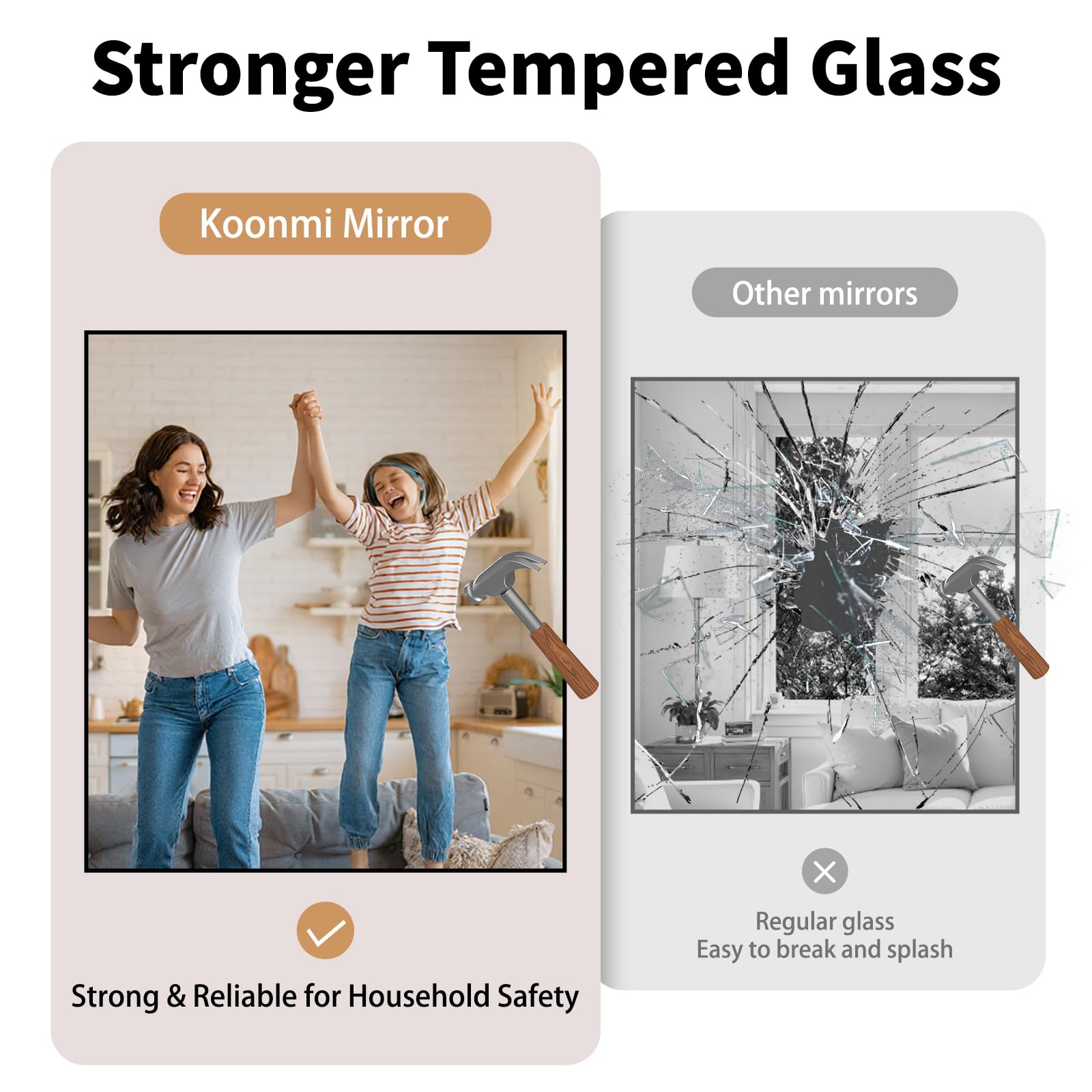 Koonmi matte black aluminum frame mirror combines durability with modern style