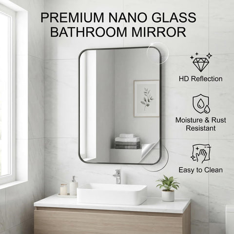Koonmi tempered-glass mirror delivers distortion-free reflections for daily makeup.