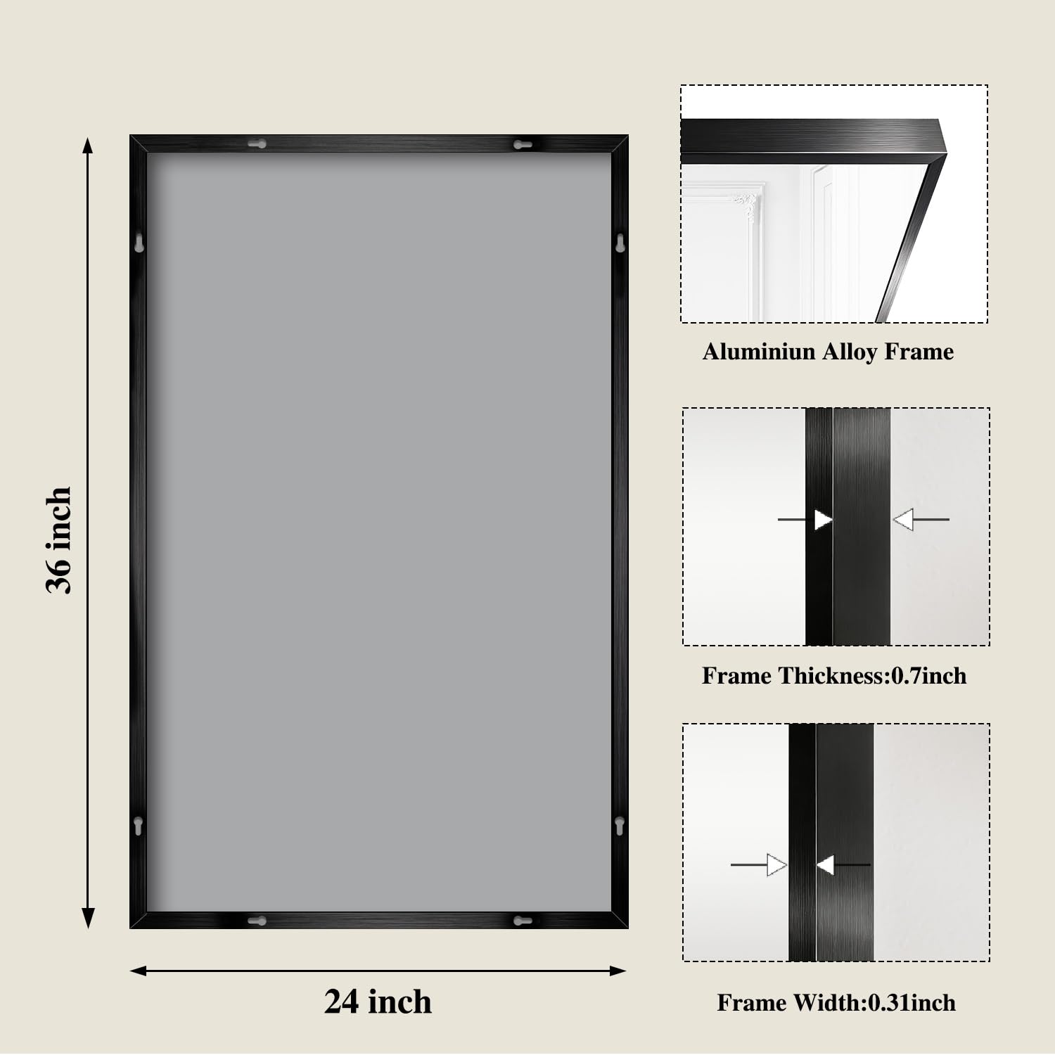 Close-up of Koonmi brushed black frame detail in contemporary bathroom