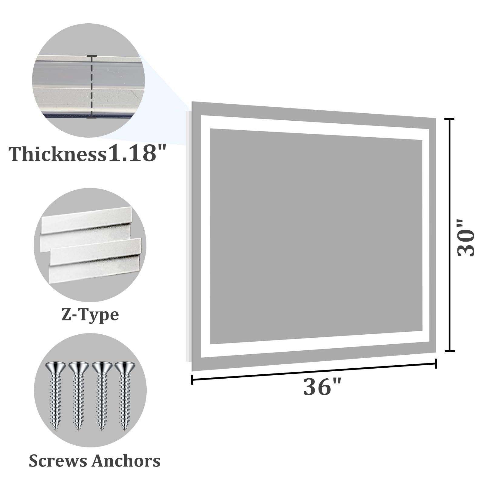 Koonmi easy install bathroom mirror for vertical or horizontal mounting.