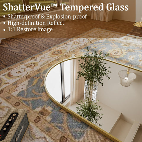 Koonmi full-body mirror with stand and wall options for versatile room placement.