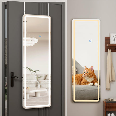 Koonmi full-length mirror with LED lights for a full-body view and even lighting