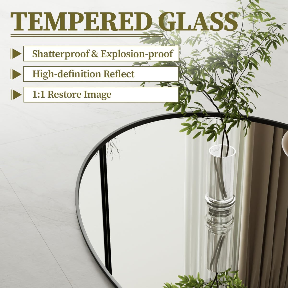Koonmi mirror can hang horizontal or vertical for flexible layouts.