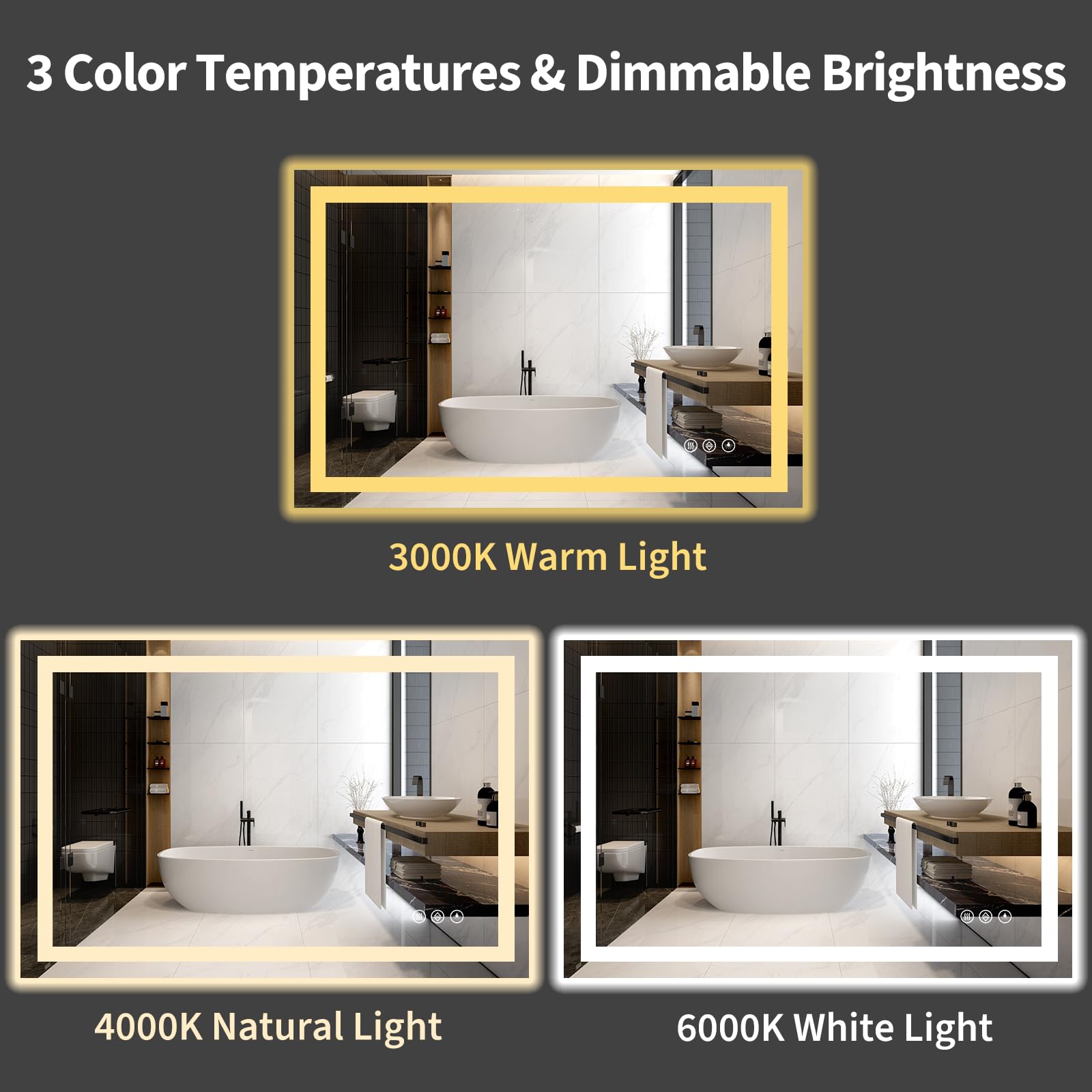 Koonmi IP65 waterproof mirror withstands humidity and splashes