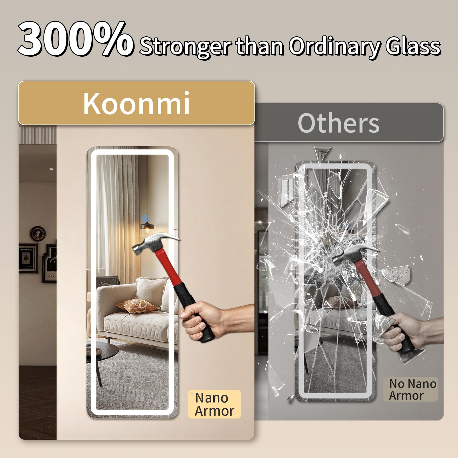 Koonmi mirror uses 120 LED beads for bright, shadow-free illumination