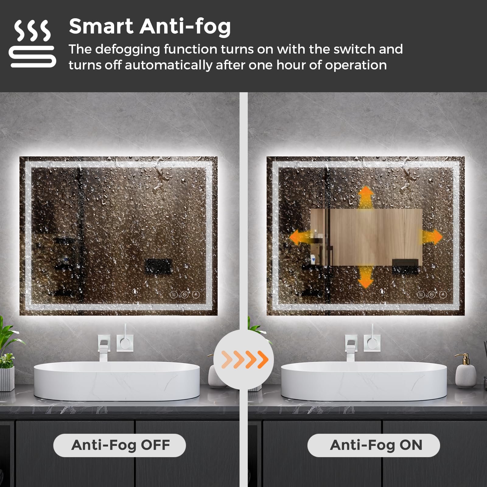 Koonmi tempered glass mirror featuring shatter-proof construction.
