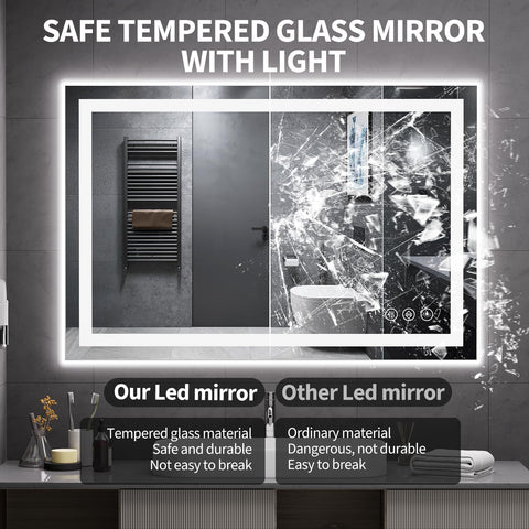 Koonmi tempered glass mirror is shatter-proof and safe in bathrooms
