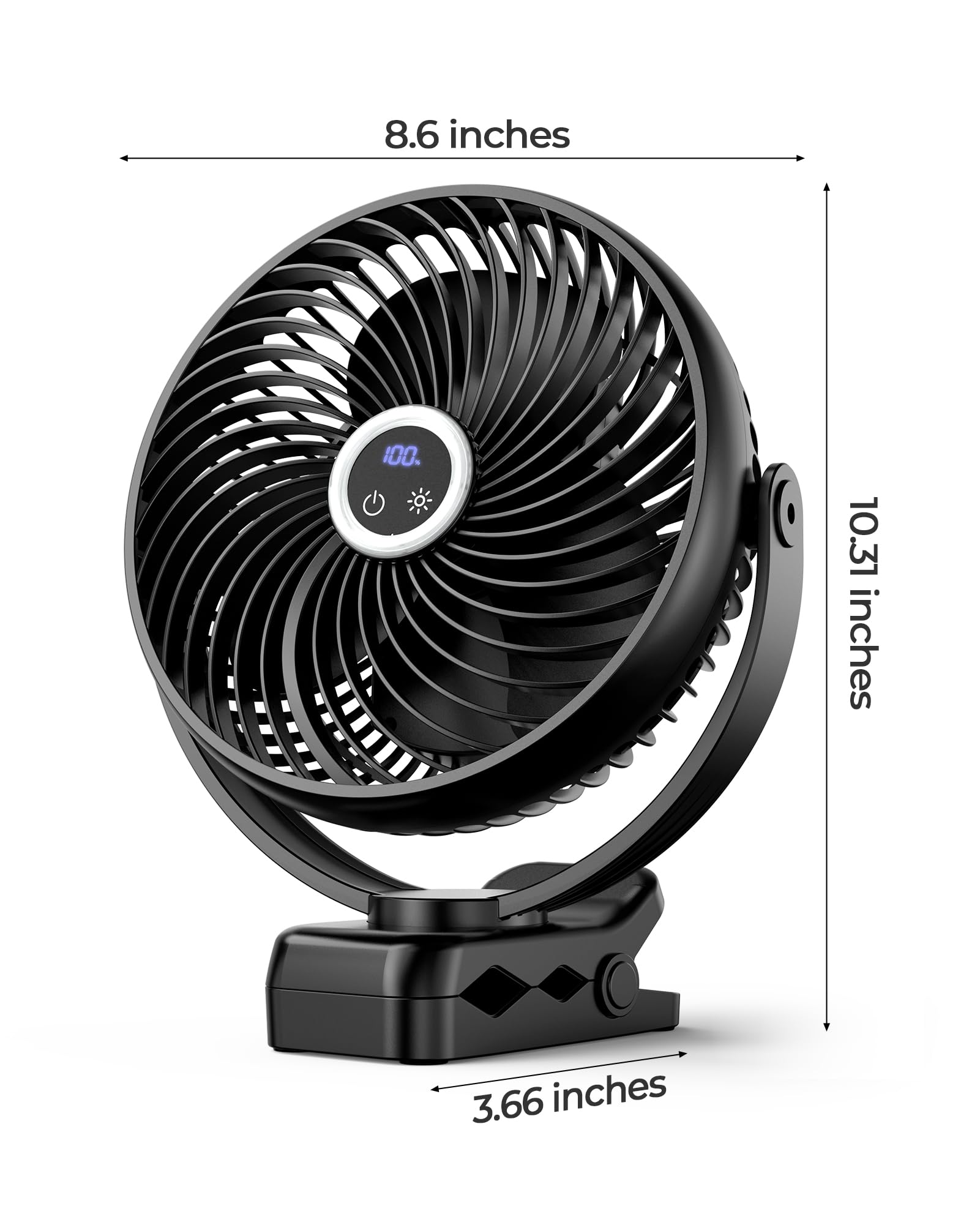 Koonie compact clip-on fan with secure clamp for gym or travel.