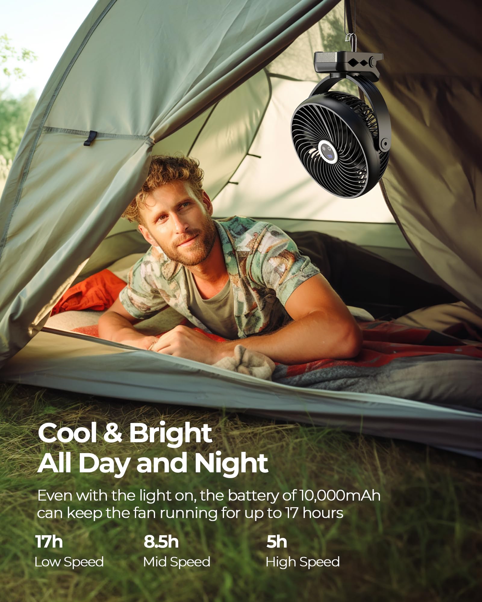 Koonie LED lantern with digital display shows speed and battery level.