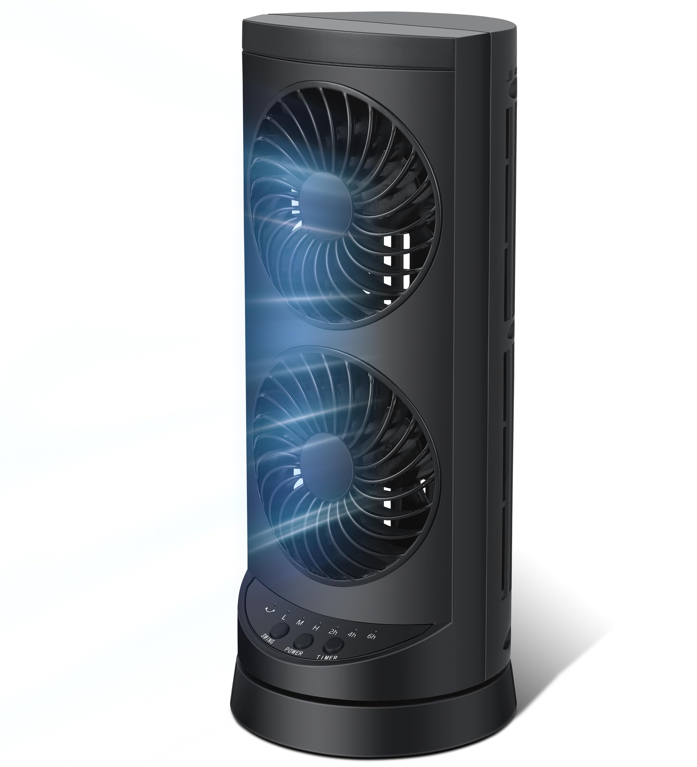 KopBeau personal tower fan front view offering compact cooling ideal for small bedrooms.