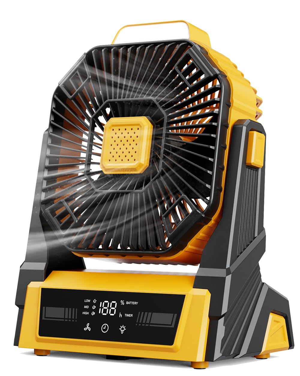 KopBeau portable camping fan with LED light for cooling and illumination outdoors
