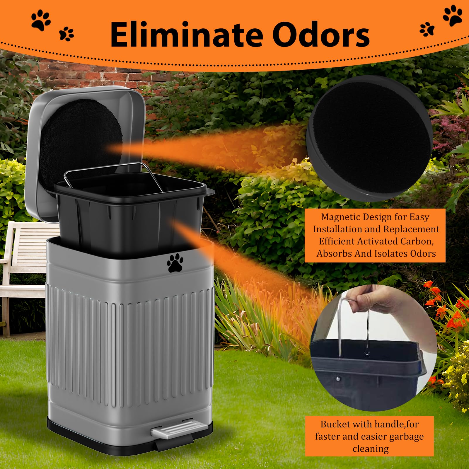 Kopuncare dog waste bin foot pedal enables hands-free disposal.