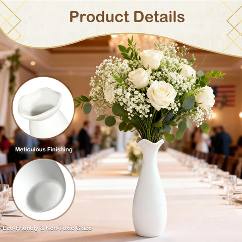 KOPWVA versatile white vases suitable for fresh florals or dried pampas grass.
