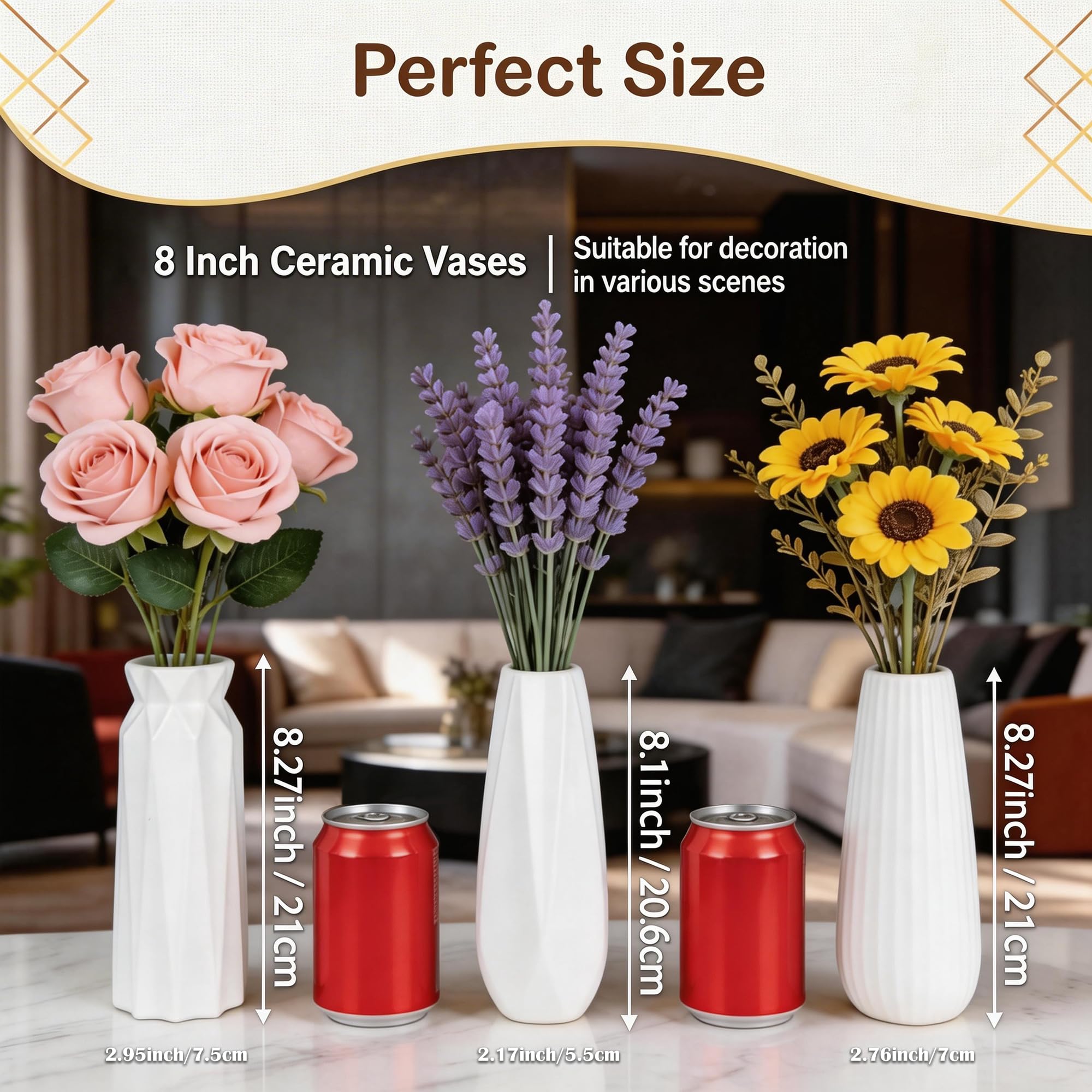 KOPWVA narrow-neck, wide-base design supports stems and dried arrangements.
