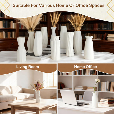 KOPWVA wedding décor vases 8-inch set enhances tablescapes with cohesive white accents.
