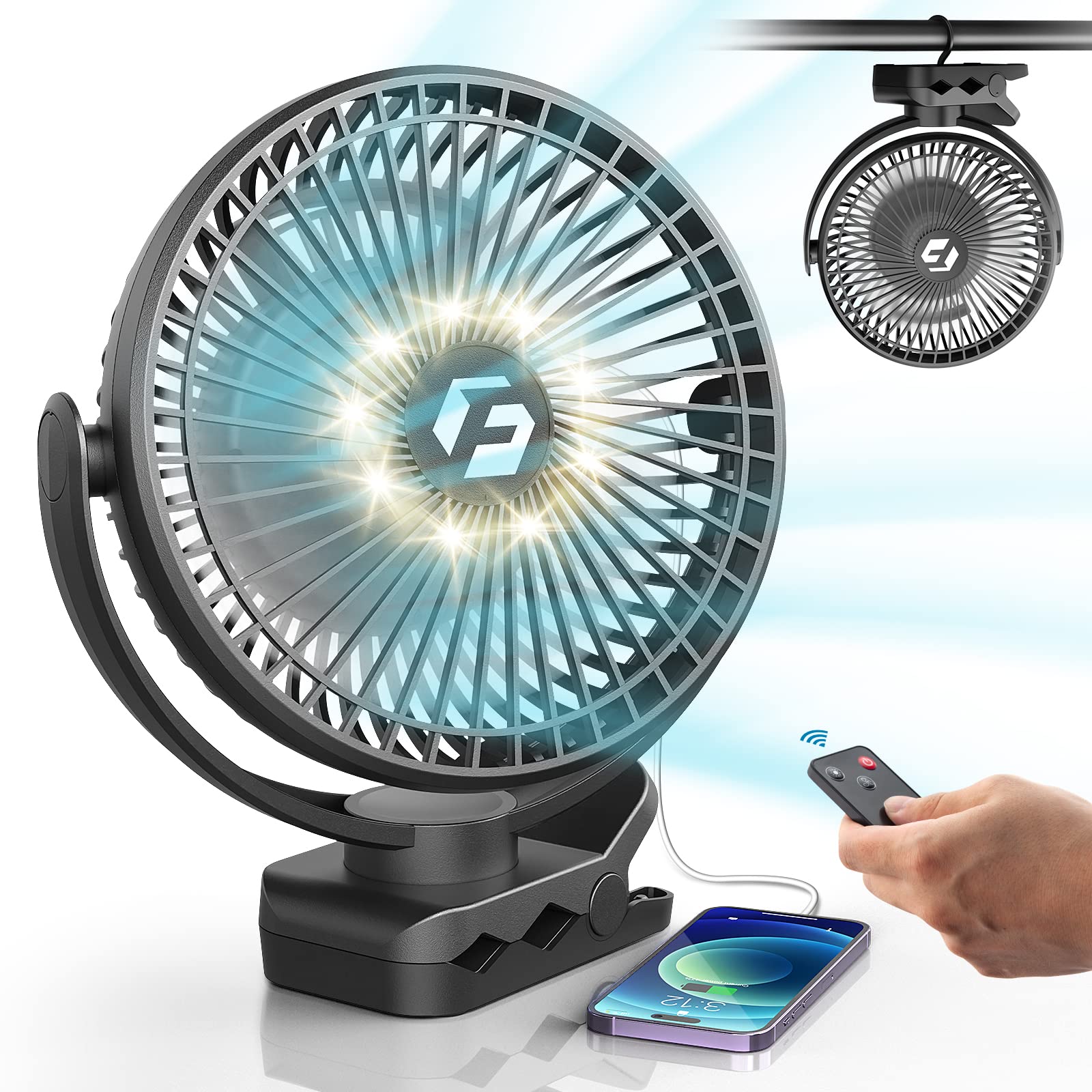 Korbot 8-inch clip-on fan on a desk delivering cooling for focused work.