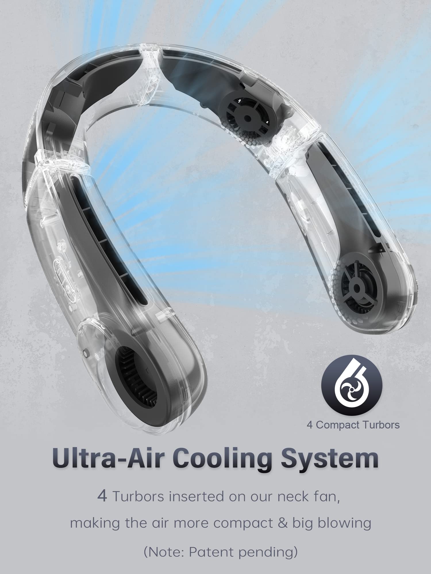 Korbot ChillGo 4 Turbo neck fan is lightweight and wearable for hands-free cooling