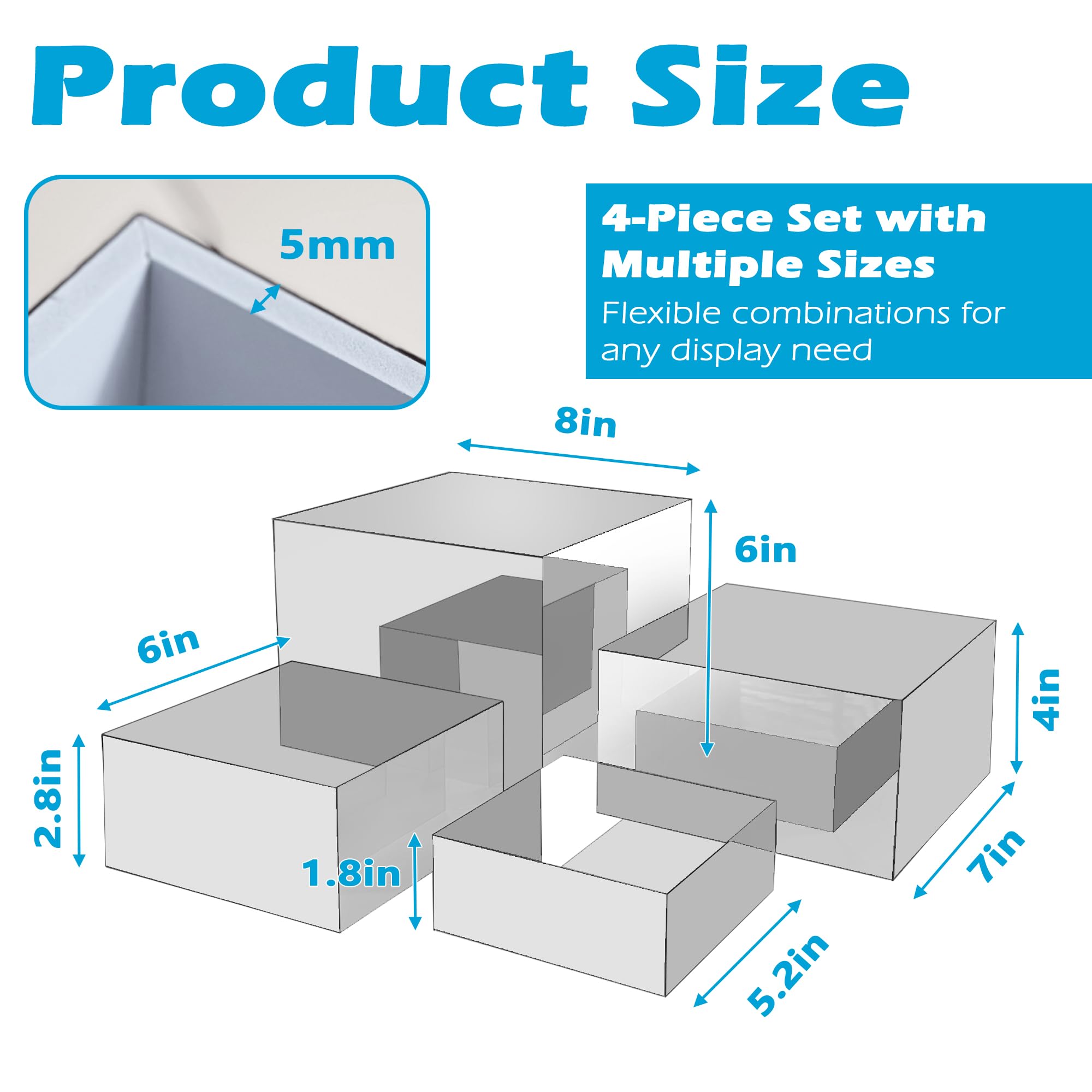 Koretech acrylic risers used for dessert display with elevated levels.
