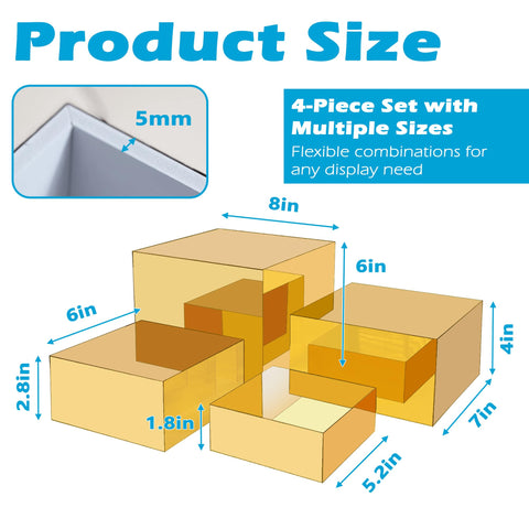 Koretech gold acrylic mirrored risers 7-inch – ideal for desserts and treats.
