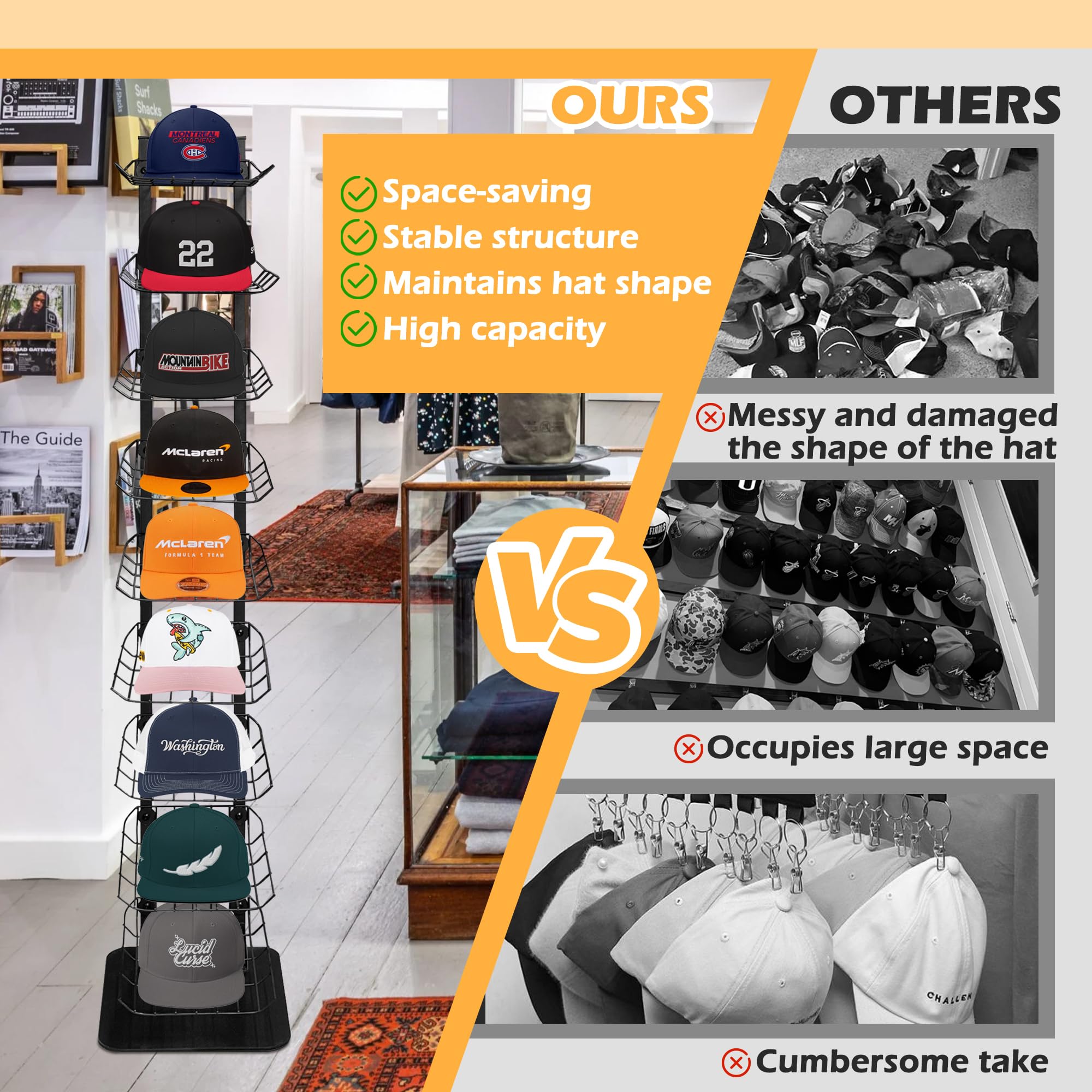 Koretech hat display home setup saves space with vertical storage