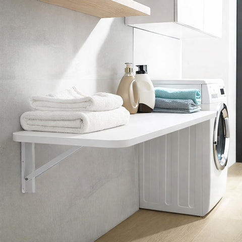 koretech Laundry Folding Table side view shows wall mount and compact footprint for small rooms