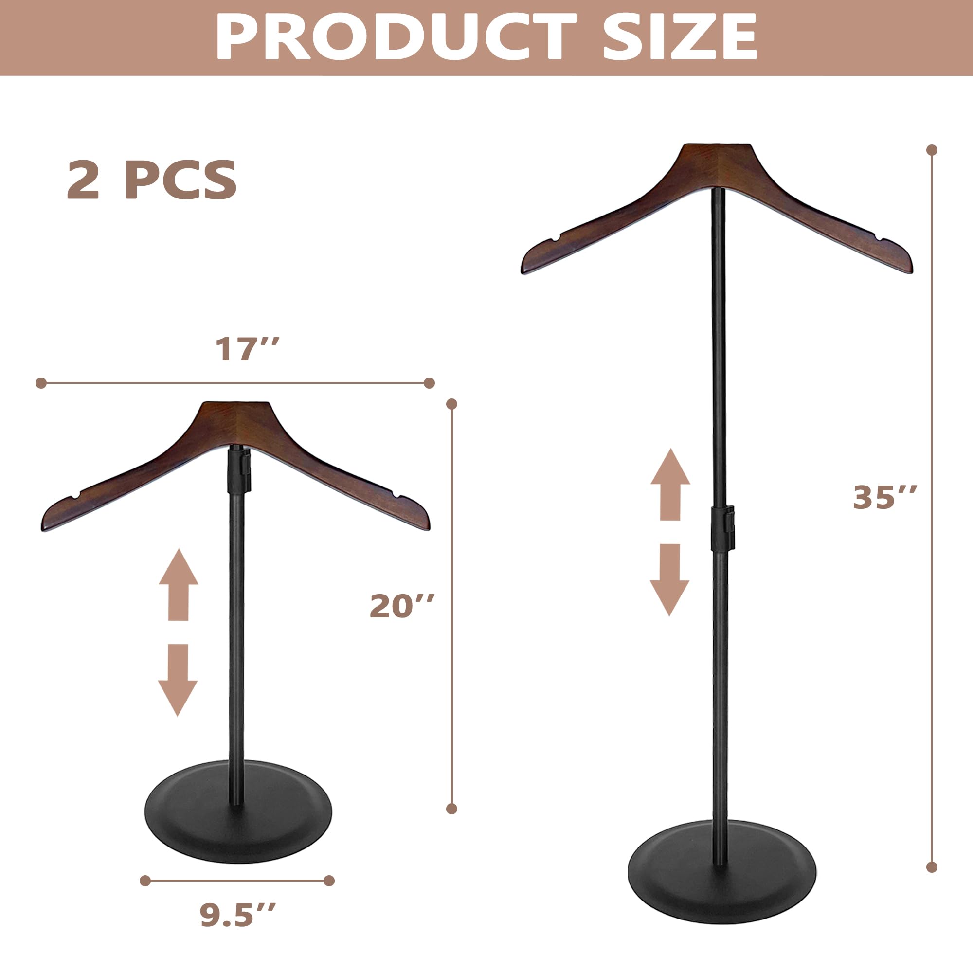 Koretech wooden hanger holds 17-inch wide shirts for neat presentation.