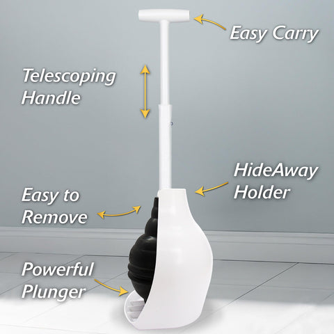 Korky Beehivemax Hideaway holder keeps plunger concealed and clean.