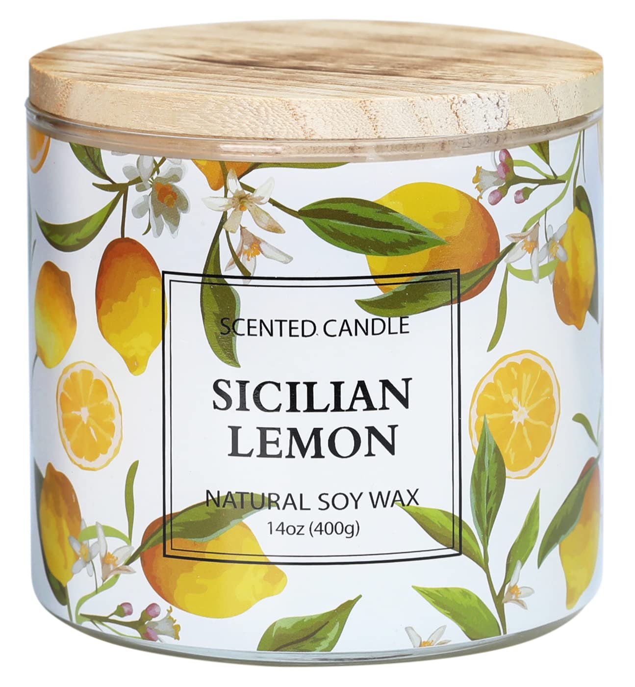 KORMMCO Lemon Candle with Sicilian pattern for a bright, uplifting mood in any room.