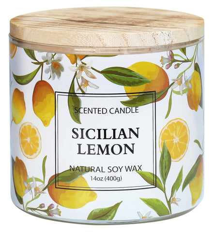 KORMMCO Lemon Candle with Sicilian pattern for a bright, uplifting mood in any room.