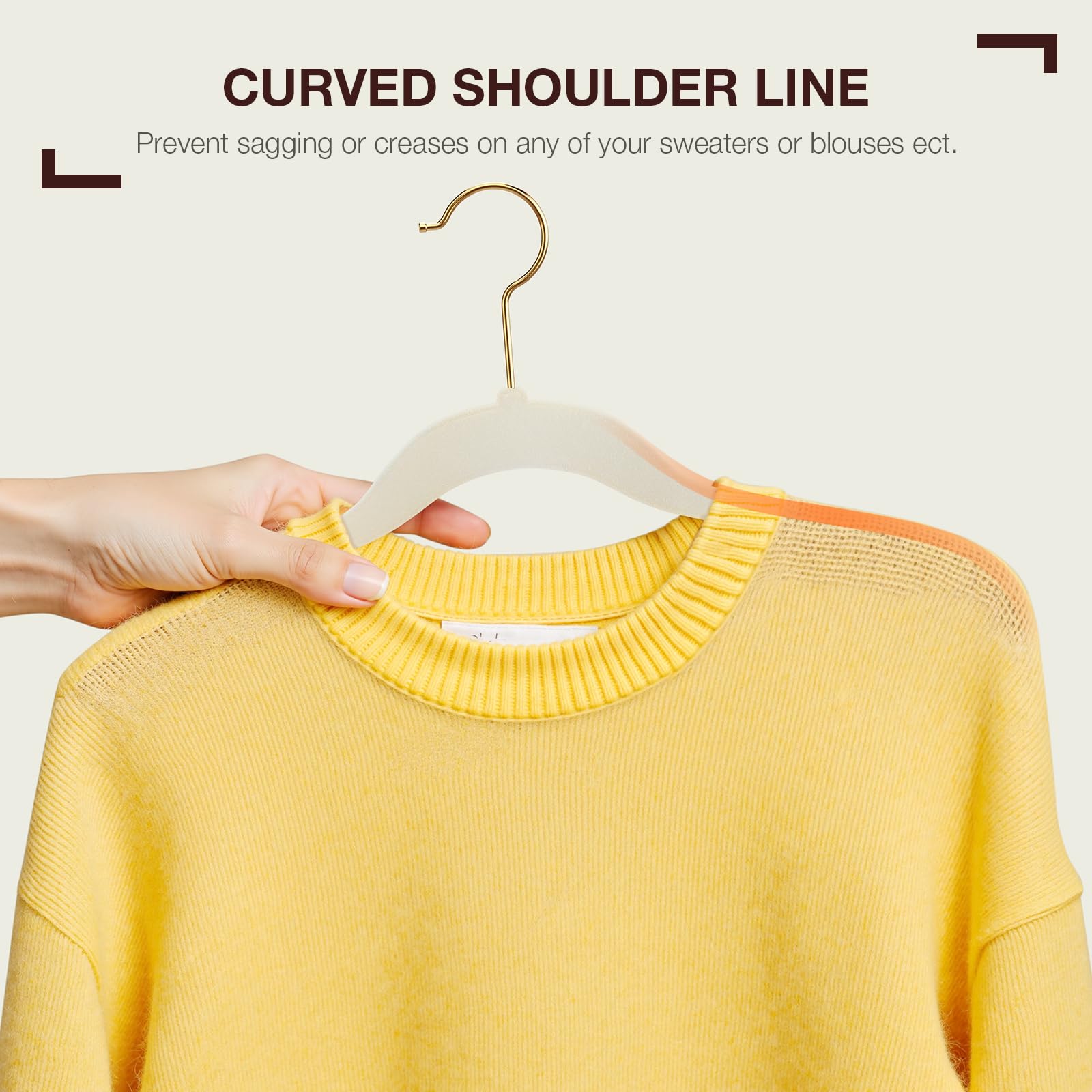 Korpai hanger with notches and curved shoulders protect straps.