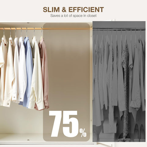Durable metal clips resist corrosion for long-lasting closet organization with style.