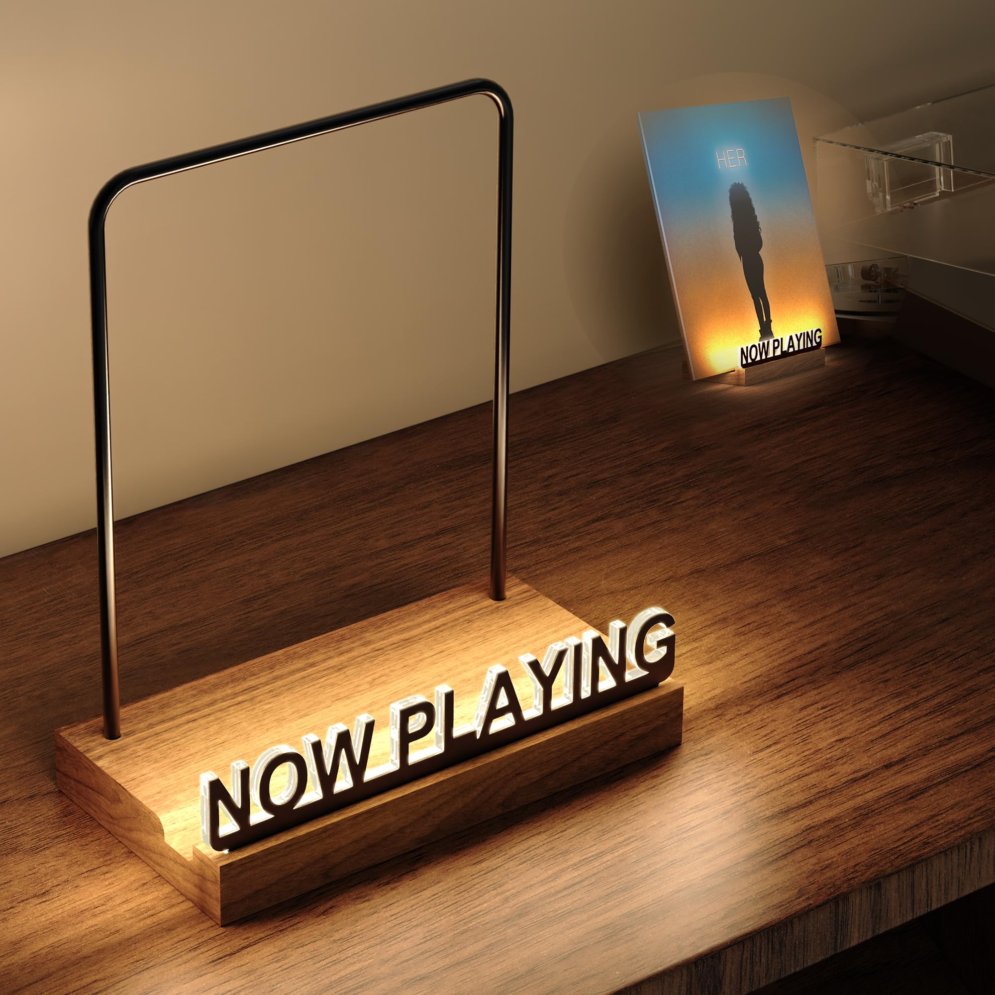 KORRTFID Now Playing LED vinyl stand illuminates your record as it plays for immersive viewing.