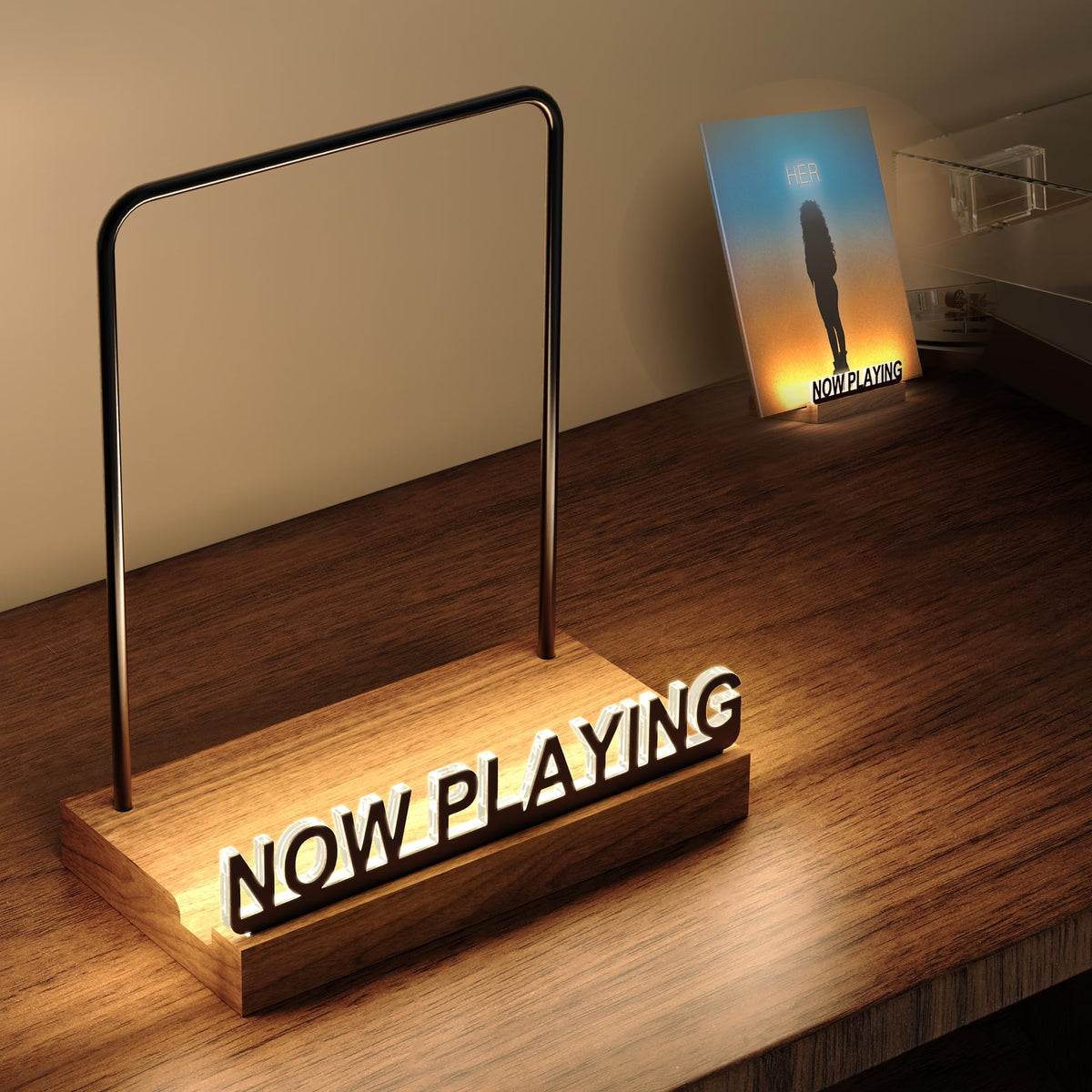 KORRTFID Now Playing LED vinyl stand illuminates your record as it plays for immersive viewing.