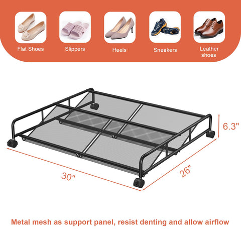KOSIWU under-bed storage in-use under a bed with shoes.