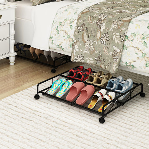 KOSIWU 2-pack under-bed drawers side view highlights smooth wheels for easy pull.