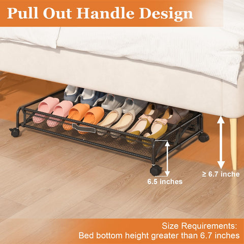 KOSIWU rolling under-bed container with lockable wheels adds secure, stationary storage when needed.