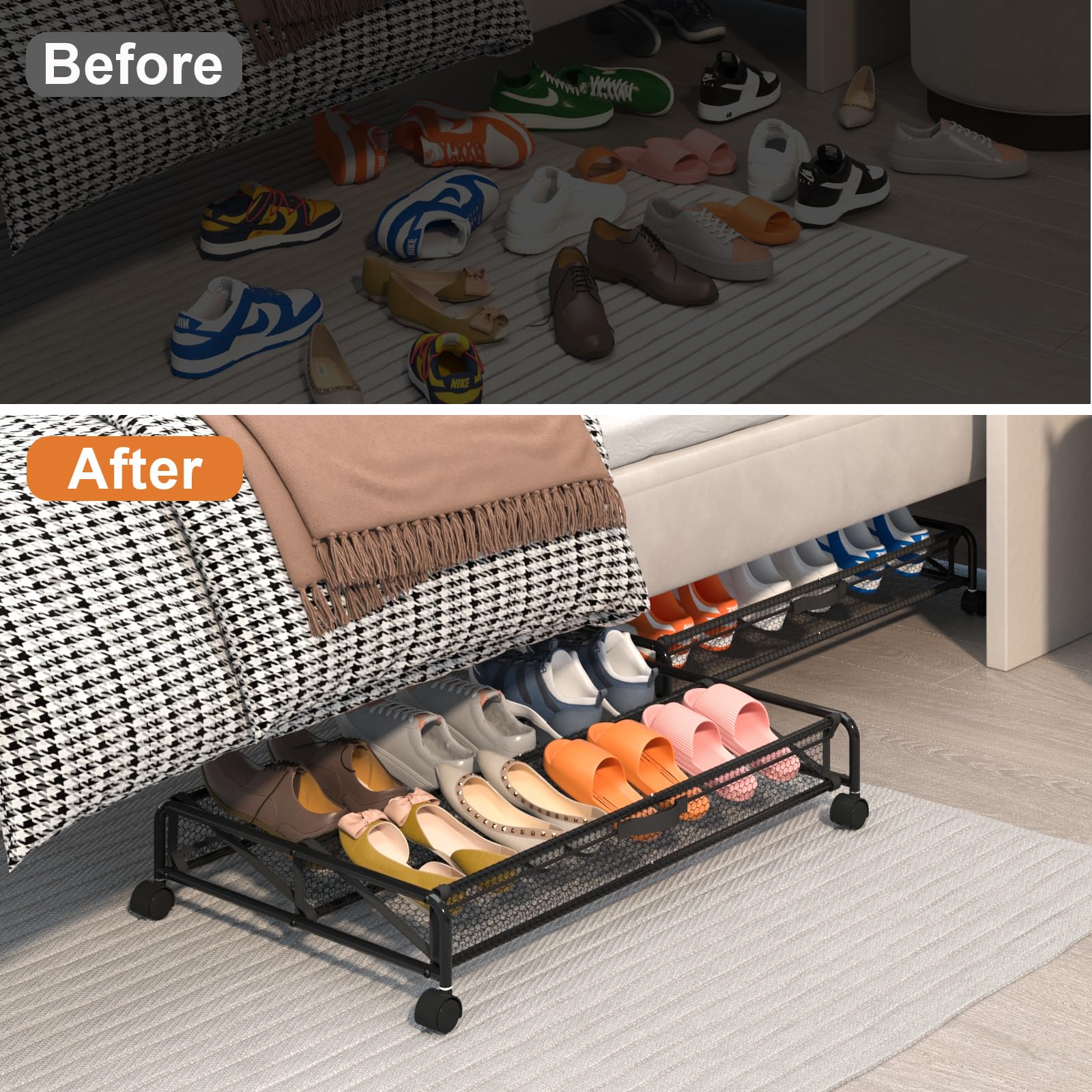KOSIWU breathable mesh under-bed organizer keeps contents fresh and well-ventilated.