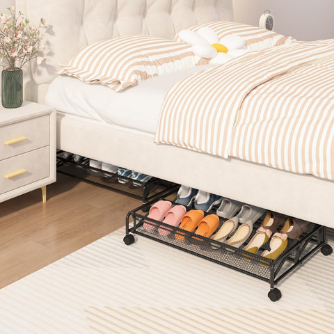 KOSIWU versatile under-bed organizer stores sandals, boots, sneakers, flats, and more.