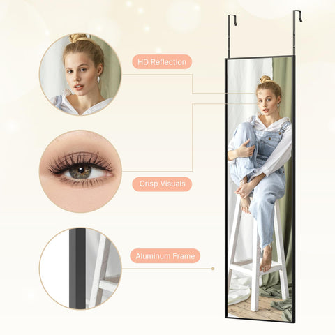 Kosmonia 2mm tempered glass door mirror delivers a slim, shatter-resistant full-length view.