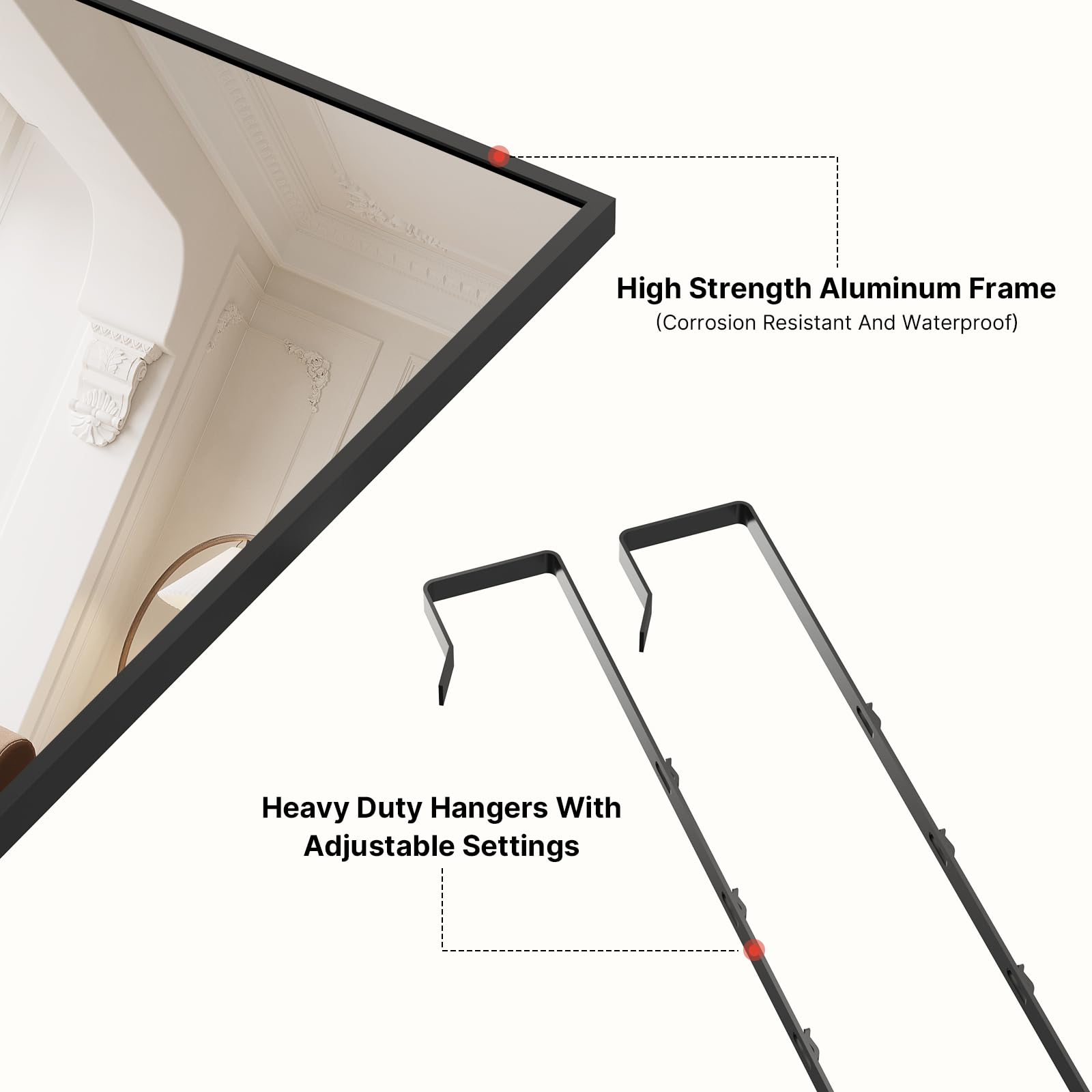 Kosmonia easy 30 seconds install door mirror saves setup time and effort.