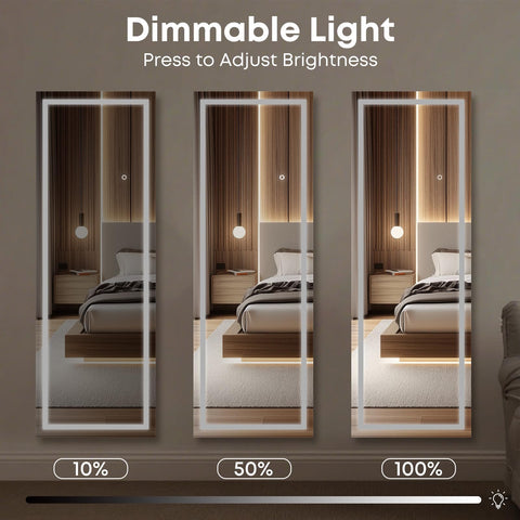 Kosmonia modern bedroom LED mirror offers energy-efficient lighting.