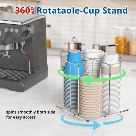 KOTEMON square acrylic cup holder front view highlights a sleek, space-saving design.